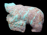 Turquoise Pueblo and Bear Diorma Zuni Pueblo New Mexico Hand Carved Stone Animal Fetish