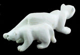 Mountain Lion With Cub Sculpture Hand Carved Stone Animal Artifact