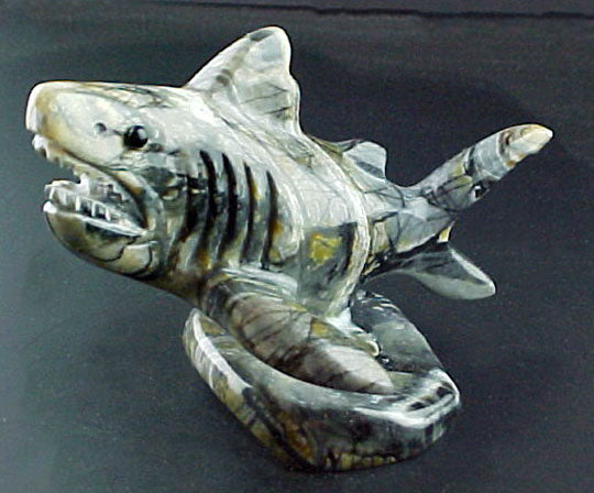 Great White Shark Fetish Zuni Indian Stone Fish Carving