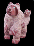 Mother and Cub Bear Sculpture Zuni Pueblo New Mexico Hand Carved Stone Animal Artifact